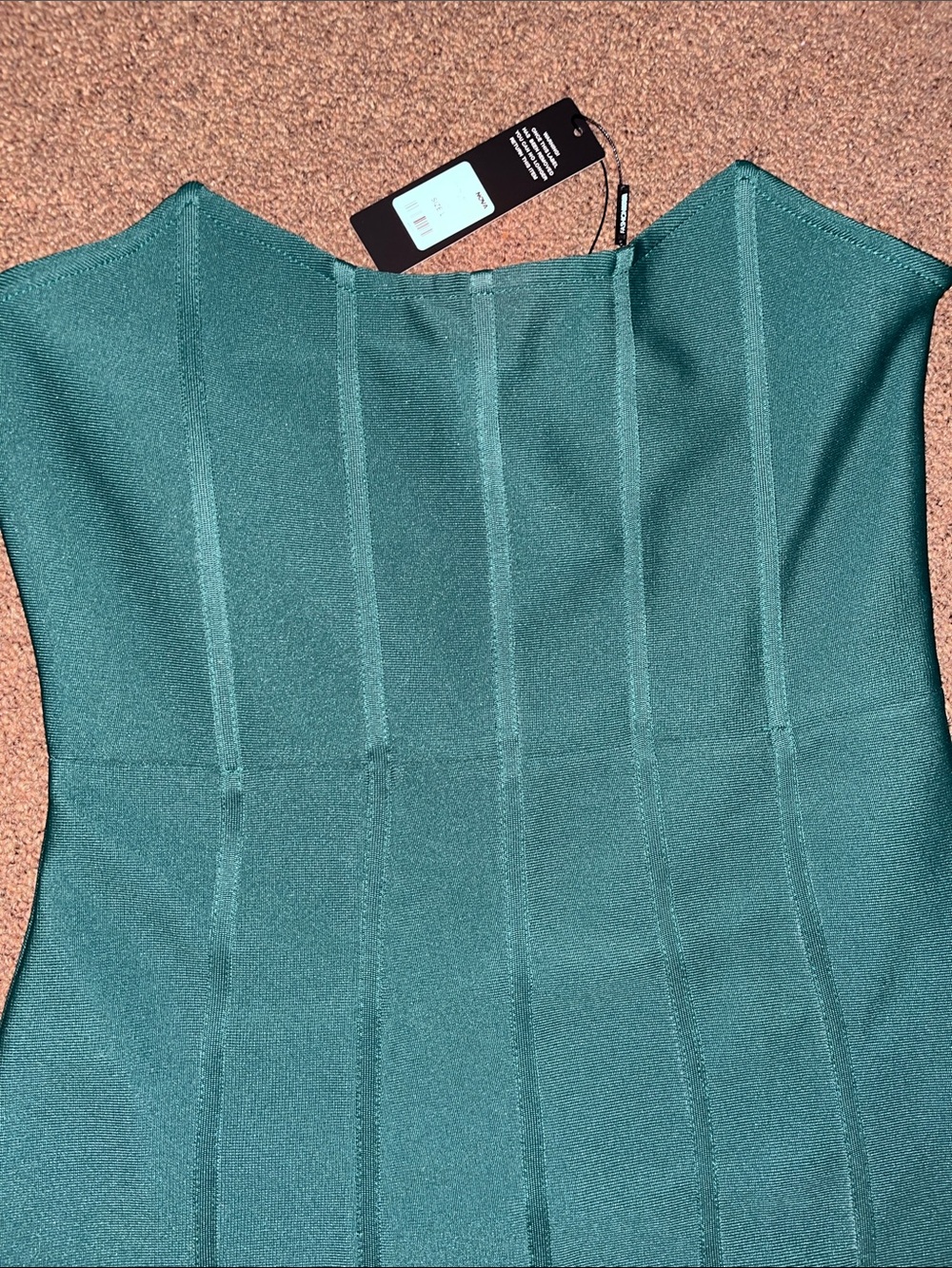 Fashion Nova Carie Bandage Midi Strapless Emerald Bodycon Dress - Picture 3 of 5